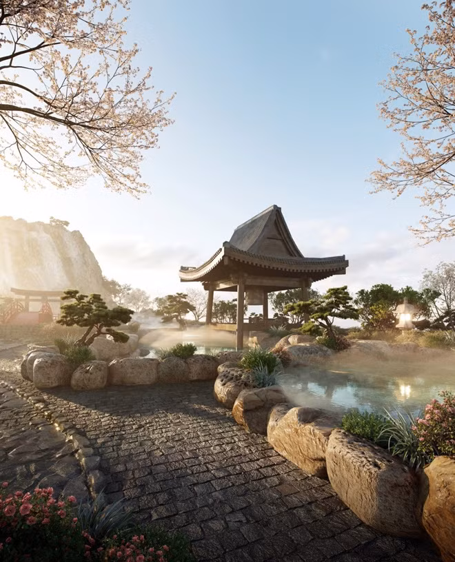 Được tư vấn và thiết kế bởi những tập đoàn huyền thoại Nhật Bản, 3 tổ hợp Onsen tại Swanlake Residences sở hữu 3 dòng suối khoáng nóng với chất lượng tương đương với những mỏ khoáng tốt nhất vùng Hakone Nhật Bản. Mỗi dòng suối khoáng tại đây sẽ sở hữu những khoáng chất, độ PH, nhiệt độ, khoáng chất vượt trội khác nhau, được thiết kế may đo để trị liệu các vấn đề sức khoẻ và trị liệu riêng biệt.