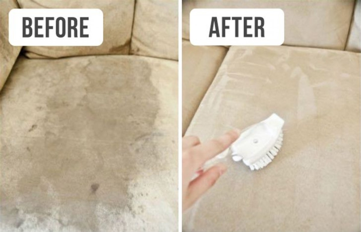 Ghế sofa: Bạn có thể tẩy sạch các vết bẩn trên ghế sofa bằng bàn chải và một ít rượu mạnh. Đừng quên thêm một chút bột nở để khử mùi khó chịu. 