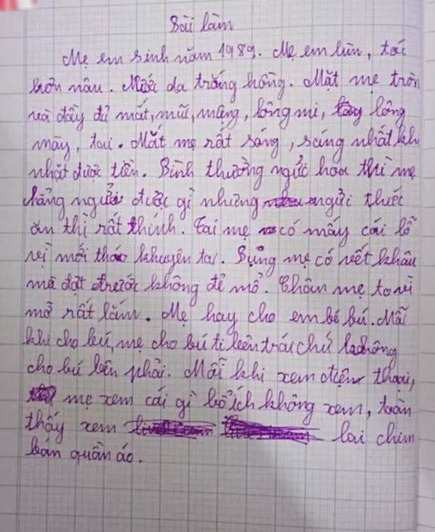 Cuoi moi mieng voi bai van ta me cua nhoc tieu hoc