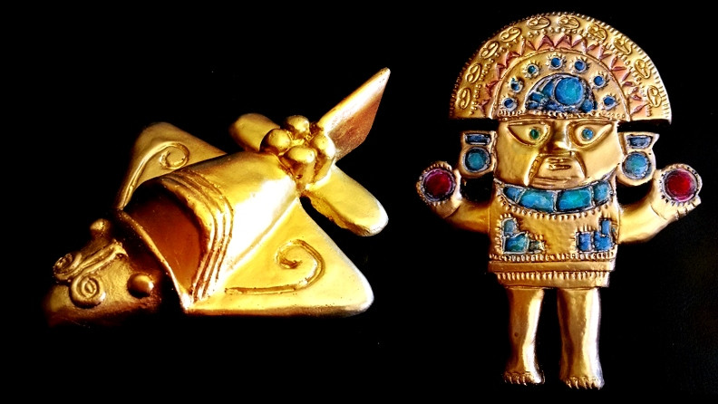 br/> Máy bay cổ đại. Người Inca và người tiền Columbus đã để lại cho hậu thế những món đồ trang sức kỳ lạ. Trong số đó phải kể đến hiện vật trông giống chiếc máy bay cổ đại làm bằng vàng, có hình dáng khá giống với mẫu máy bay hiện đại ngày nay.