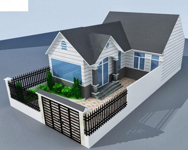 Đây là mẫu nhà chữ L mái thái được xây dựng trên quỹ đất hẹp hình chữ nhật. Hệ thống cửa kính giúp cho ngôi nhà dễ dàng đón ánh nắng, tạo cảm giác mở, rộng rãi hơn