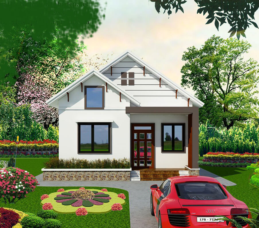 br/> Sử dụng sơn màu trắng kết hợp cùng hệ thống cửa chính, cửa sổ bằng kính giúp ngôi nhà “ăn gian” thêm chút không gian