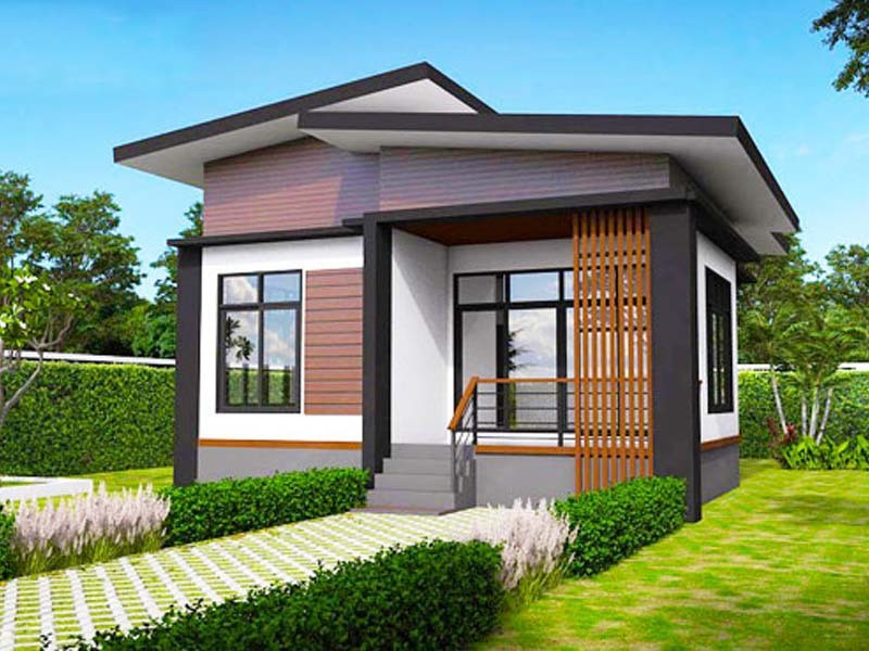 br/> Nhà vườn này có diện tích khiêm tốn chỉ 30m2, thiết kế mái lệch theo phong cách hiện đại