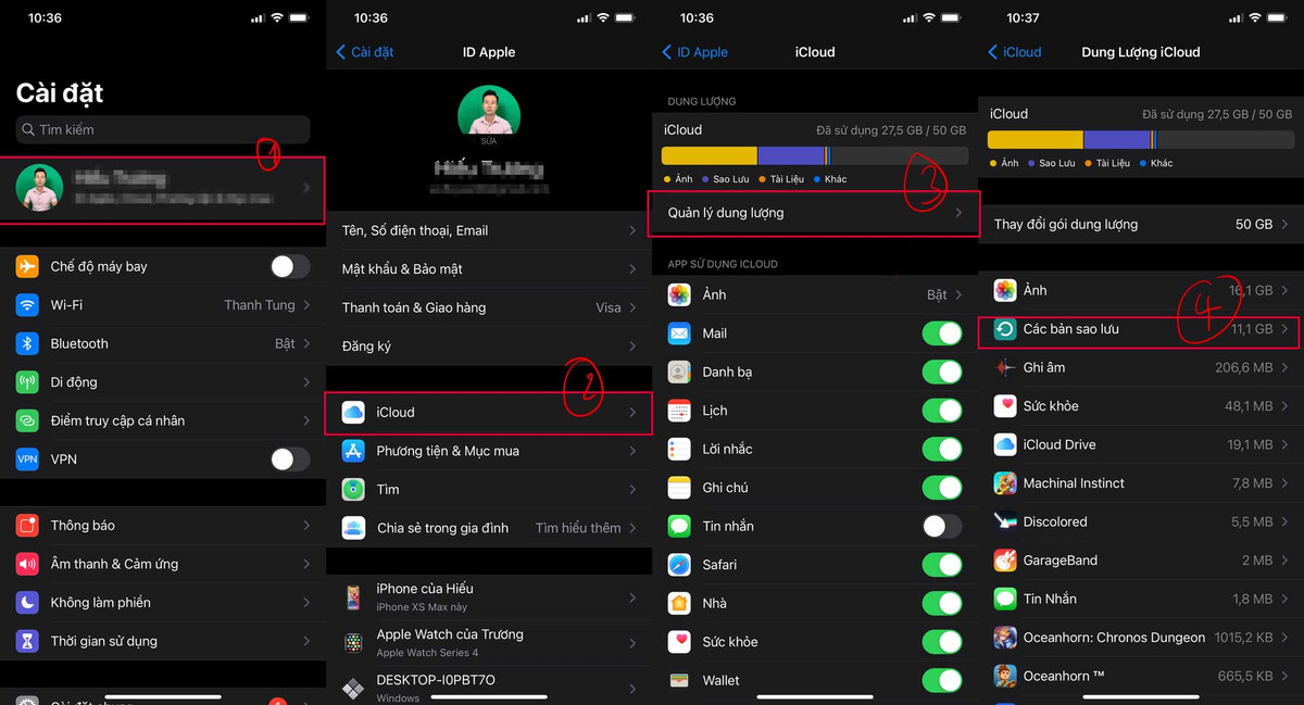 Cac buoc mien phi xu ly day dung luong iCloud tren iPhone
