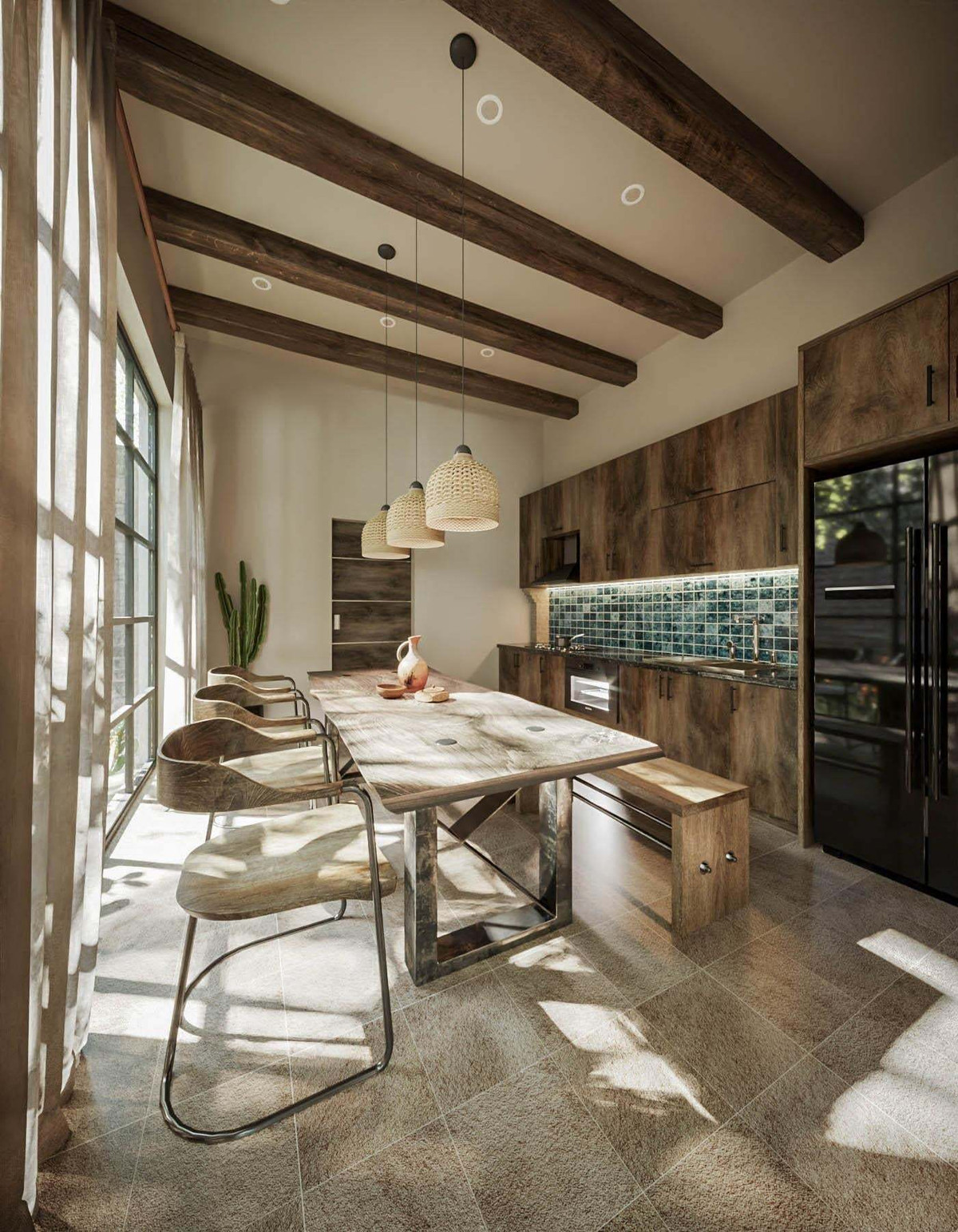 br/> Sự mộc mạc đem lại cho con người ta cảm nhận được vẻ đẹp gần gũi, an yên. Gia chủ có thể lựa chọn sàn gỗ, bàn từ một tấm gỗ thô không gọt đẽo, đá granite, đá cuội,... ứng dụng vào trang trí nội thất. Những gì chân chất từ tự nhiên luôn đem lại cảm giác thư thái cho tâm hồn.