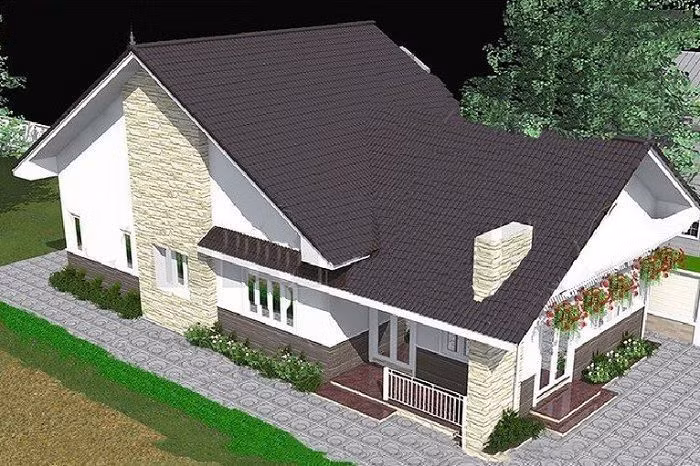 Ngôi nhà này có cảm hứng thiết kế từ phong cách Mỹ. Sự kết hợp hai màu cơ bản chủ đạo trắng, đen cho thấy sự hài hòa trong cách phối màu một cách tổng thể