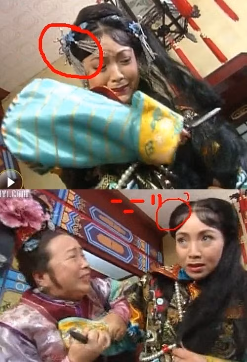 Kiểu tóc của hoàng hậu thay đổi trong một nốt nhạc, toàn bộ trang sức bay biến đâu mất.