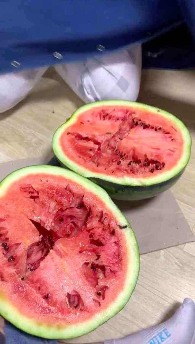 Cô gái có màn bổ dưa hấu cười ra nước mắt - Hình 2 Co gai co man bo dua hau cuoi ra nuoc mat-Hinh-2