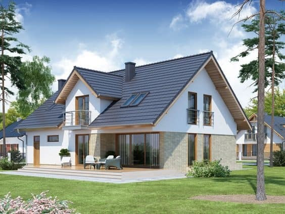 Mẫu biệt thự nhà vườn cấp 4 này có lối bố trí khá đơn giản nhưng không kém phần ấn tượng. Mặt tiền căn nhà sử dụng 2 gam màu chính là trắng và nâu gạch, toát lên sự trang nhã. Kiến trúc sư đã bố trí các khung cửa kính cường lực trong suốt, giúp không gian thêm thông thoáng, sáng sủa. Mái thái có độ dốc lớn vừa giúp nước mưa thoát nhanh, tạo độ bền cho công trình, vừa khiến kiến trúc ngôi nhà thêm gần gũi và mộc mạc hơn