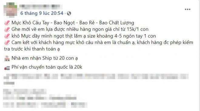 Muc kho gia re, chi 200.000 dong/kg loai muc to bang ca ban tay