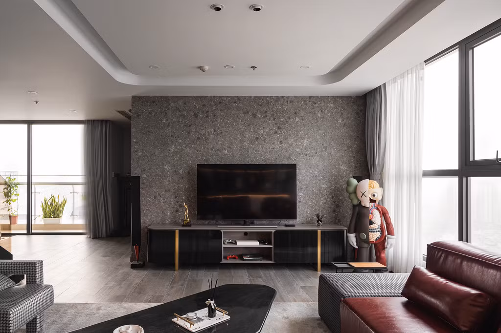 br/> Phong cách thiết kế hiện đại trẻ trung với các không gian mở liên kết với nhau từ phòng khách, phòng ăn và khu bếp.