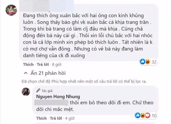 Trang Tran he lo ly do bi vo Xuan Bac doa 