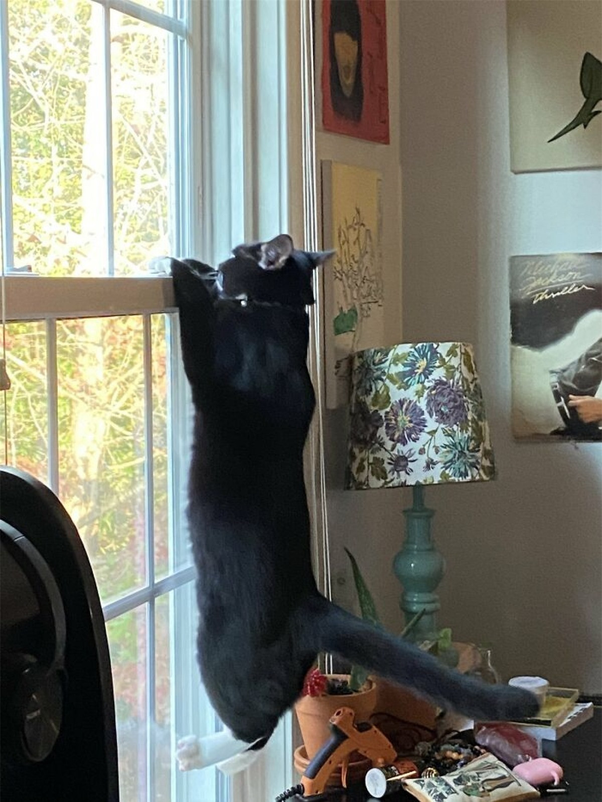 br/> Đu cả người lên để hóng. 