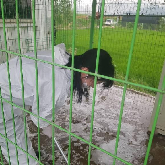 Ngoi sao noi tieng nhu Jang Nara cung phai di don ve sinh giua mua dich