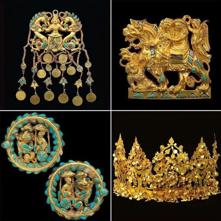  Kho báu Bactrian Gold (Afghanistan): Kho báu được phát hiện vào năm 1978 tại Tillya Tepe. Đây có thể xem là một trong những kho báu có giá trị nhất lịch sử. Nó có niên đại từ thế kỷ thứ nhất TCN, gồm 20.000 trang sức vàng. Giá trị của kho báu quá lớn khiến các nhà khảo cổ không thể định giá. Hiện tại, nhiều đồ vật trong kho báu này được trưng bày ở các bảo tàng trên khắp thế giới.