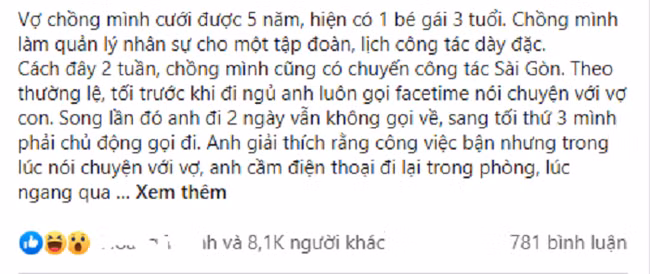 Biet chuyen cong tac cua chong co dieu mo am, vo van vui ve