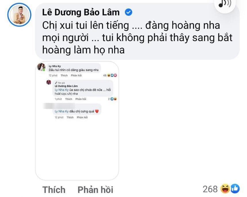 Le Duong Bao Lam len tieng khi bi mia mai 