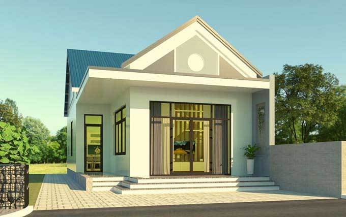 Diện tích nhỏ nên phần mái cũng được thiết kế gọn gàng, cân đối với phần kiến trúc phía dưới. Mái sử dụng hình khối đơn giản, bên trên đặt những ô kính để đón ánh sáng tự nhiên cho tầng lửng. Với những ngôi nhà có kích thước nhỏ hẹp nên tham khảo phương án này, nhằm tạo ra sự tối ưu cho việc lưu thông không khí, đón nhận nguồn năng lượng tích cực.