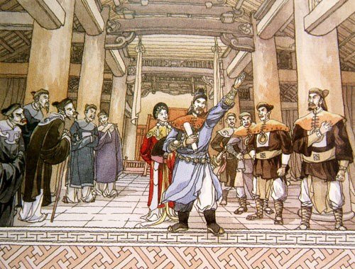 Trong cuộc kháng chiến chống quân Tống xâm lược, thái úy Lý Thường Kiệt đã cho quân lính ban đêm vào đền Xà (thờ thánh Tam Giang, tức Trương Hống, Trương Hát) ở Bắc Ninh và đọc vang bài Nam quốc sơn hà làm quân Tống hoảng sợ, lung lạc ý chí chiến đấu. Ảnh: Báo Bắc Ninh.