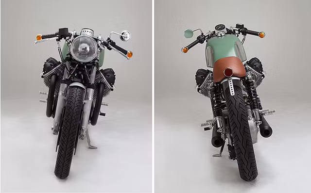 Xe được phối màu khéo léo với 3 màu xanh nhạt, da bò và đen trông rất trang nhã như yêu cầu của khách hàng.