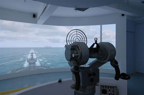 Thiết bị ngắm bắn pháo phòng không trên tàu hộ vệ Gepard 3.9 "mô phỏng".