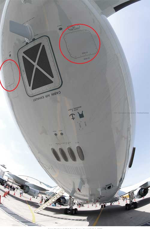 Trong ảnh, vòng tròn đỏ đánh dấu vị trí chứa các mồi bẫy đánh lừa hỏa tiễn tầm nhiệt.