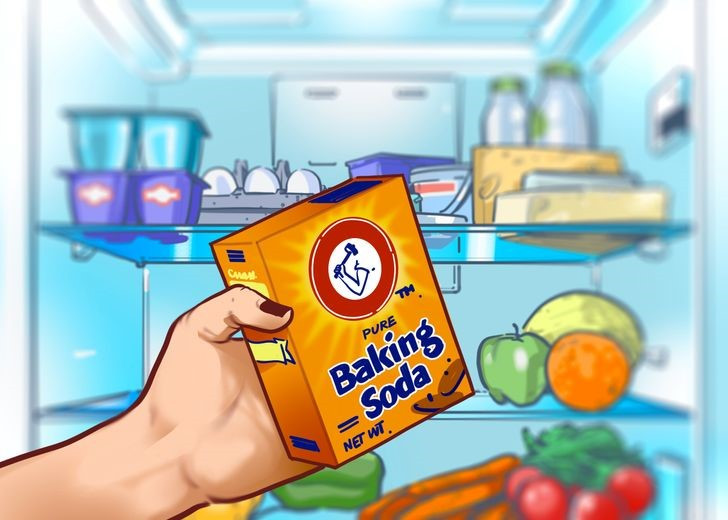 8. Khử mùi hôi trong tủ lạnh bằng cách cho baking soda vào: Rau và trái cây thối, đồ ăn lâu ngày có thể để lại mùi hôi trong tủ lạnh. Nếu bạn muốn ngăn ngừa và khử mùi hôi, hãy cho vào tủ lạnh một hộp baking soda. Bản thân nó không có mùi, nhưng lại hấp thụ mùi rất tốt.