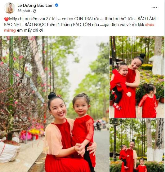 Le Duong Bao Lam cong bo gioi tinh con thu 3, nha vui nhu Tet-Hinh-2