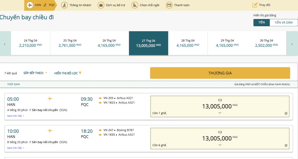 Gia ve may bay dip nghi le 30/4-1/5 tang 