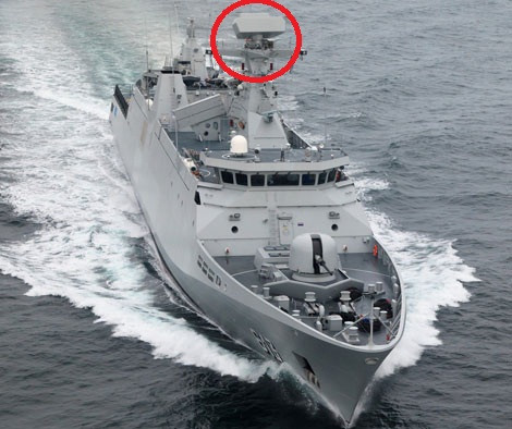 Tàu hộ vệ tàng hình Sigma 9813 của Hải quân Morocc với radar SMART-S MK2 (dấu đỏ).