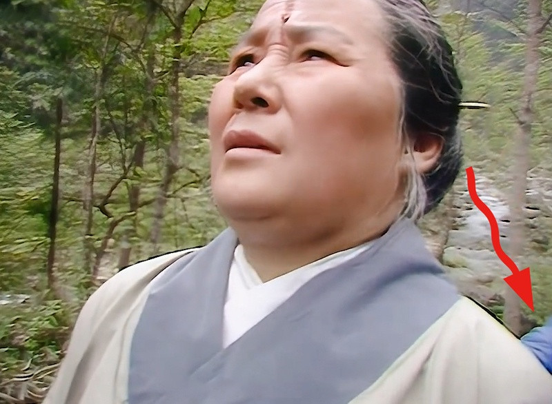 Trong tập Ba lần đánh Bạch Cốt Tinh, khi diễn viên chuẩn bị ngã xuống vì bị Tôn Ngộ Không đánh, một bàn tay phía sau lưng lọt vào khung hình.