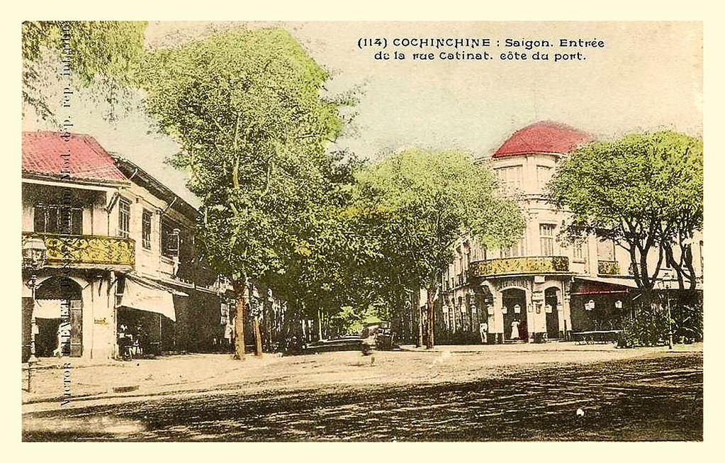 Phố Catinat đầu thế kỷ 20 trên một bưu thiếp tô màu của Pháp.
