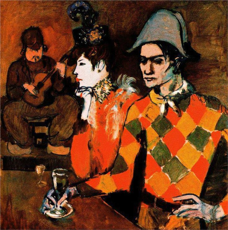  12. Harlequin with Glass (1905). Một tác phẩm khác thuộc giai đoạn Hồng, với hình ảnh nhân vật Harlequin (vai hề trong các vở tuồng câm), một biểu tượng cho sự đối lập và mâu thuẫn trong nghệ thuật của Picasso. Ảnh: Pinterest.
