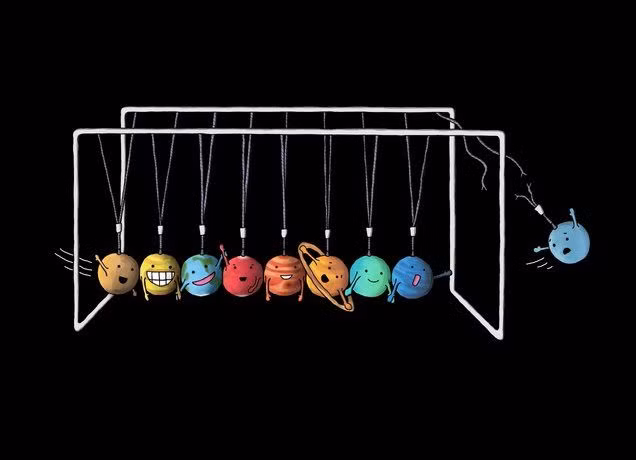  4. Lý thuyết về lực hấp dẫn của Newton (1687). Isaac Newton đưa ra định luật vạn vật hấp dẫn, giải thích lực kéo giữa các thiên thể trong không gian. Đây là cơ sở cho việc hiểu cách các hành tinh quay quanh Mặt Trời và cách thiên thể tương tác với nhau. Ảnh: Pinterest.