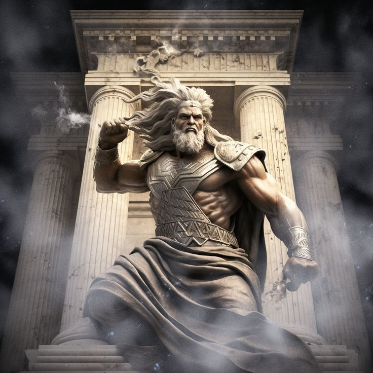  1. Zeus - Thần của trời và sấm sét. Zeus là vị thần đứng đầu của các vị thần trong thần thoại Hy Lạp. Ông là vua của các vị thần và cai quản bầu trời, sấm sét, bão tố. Zeus được biết đến với sức mạnh vô địch và khả năng trừng phạt những kẻ sai trái, cũng như bảo vệ trật tự thế giới. Ảnh: Pinterest.