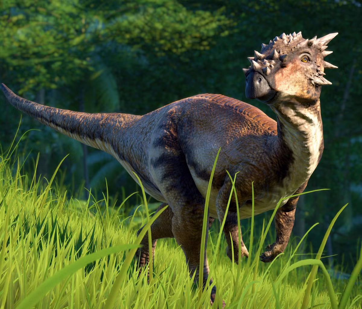  Dracorex. Được gọi là "vua rồng của Hogwarts," loài khủng long này có cái đầu dài với nhiều gai nhọn, khiến nó trông giống như sinh vật trong thần thoại hơn là một loài vật có thật. Ảnh: Pinterest.