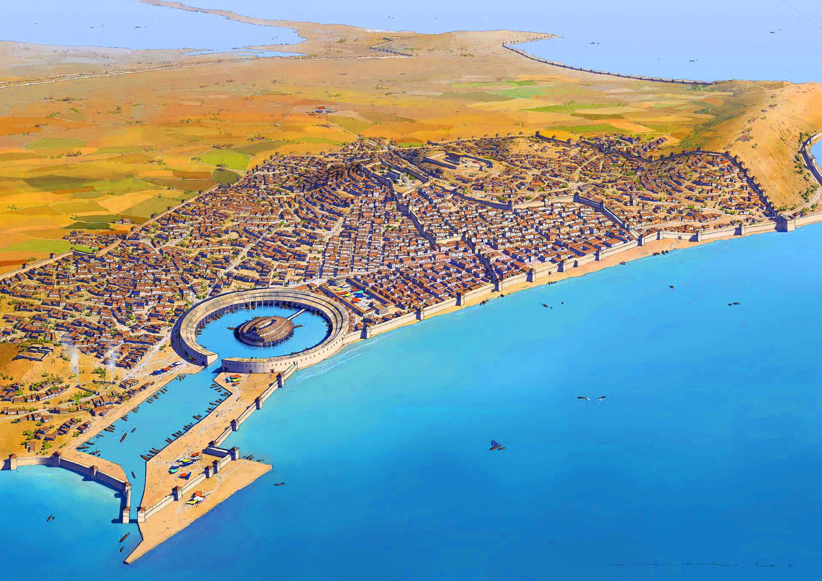  8. Carthage. Năm thành lập: Khoảng 814 năm TCN. Vị trí: Tunisia. Đặc điểm: Carthage là một thành phố cảng quan trọng ở Bắc Phi, nổi bật trong thương mại và có sức mạnh quân sự lớn, từng cạnh tranh với Rome trong các cuộc chiến tranh Punic. Ảnh: Pinterest.