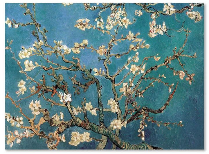  7. Almond Blossoms (Hoa Hạnh Nhân) (1890). Bức tranh tươi sáng này được Van Gogh vẽ để chào đón sự ra đời của cháu trai, với hoa hạnh nhân nở rộ trên nền trời xanh. Đây là biểu tượng của hy vọng và sự tái sinh. Ảnh: Pinterest.