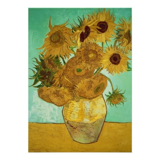  2. Sunflowers (Hoa Hướng Dương) (1888). Bức tranh này là một phần của loạt tranh nổi tiếng về hoa hướng dương, với những bông hoa lớn, rực rỡ tượng trưng cho sự sống và hy vọng. Đây là một trong những tác phẩm được yêu thích nhất của Van Gogh. Ảnh: Pinterest.