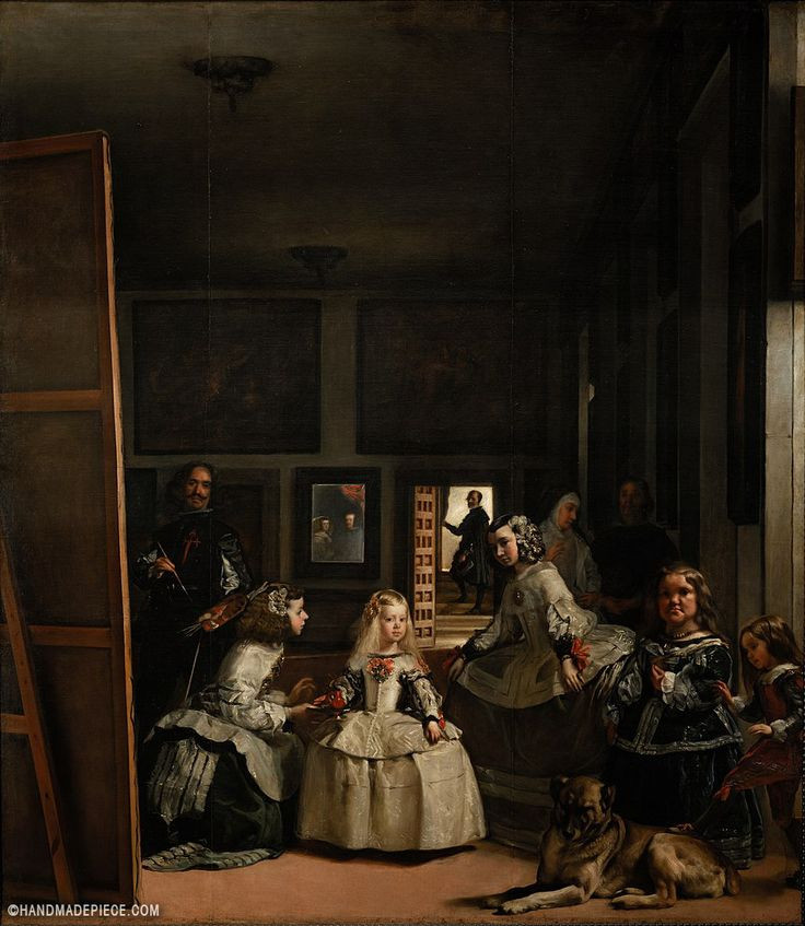  10. "Las Meninas" - Diego Velázquez (1656). Đây là một tác phẩm nổi tiếng trong lịch sử nghệ thuật Tây Ban Nha, miêu tả công chúa Margarita những người hầu với bố cục phức tạp và góc nhìn sáng tạo. Ảnh: Pinterest.