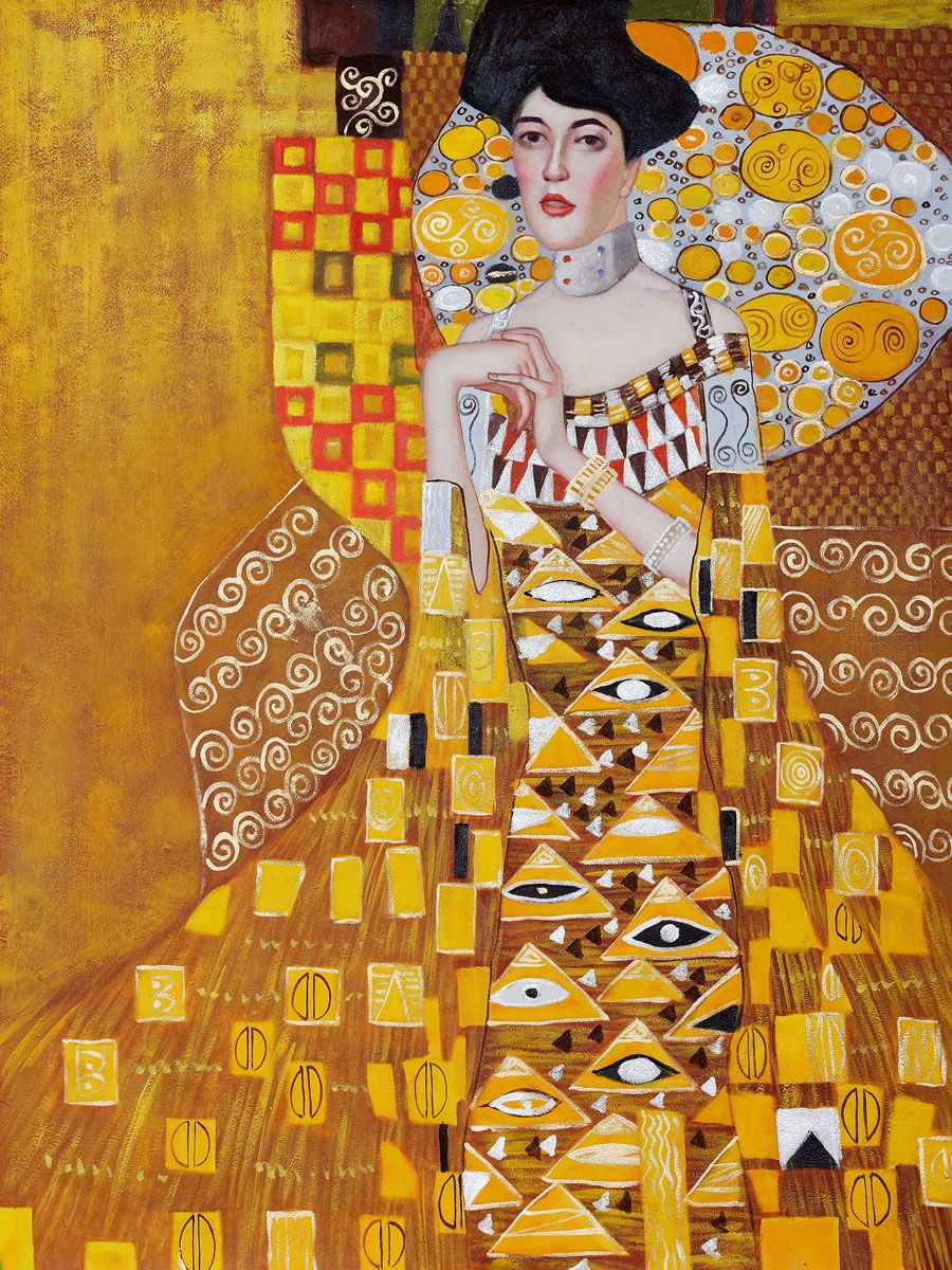 4. "Portrait of Adele Bloch-Bauer I" - Gustav Klimt (1907). Bức chân dung lộng lẫy có màu vàng óng này được coi là một biểu tượng của phong cách nghệ thuật Art Nouveau. Ảnh: Pinterest.