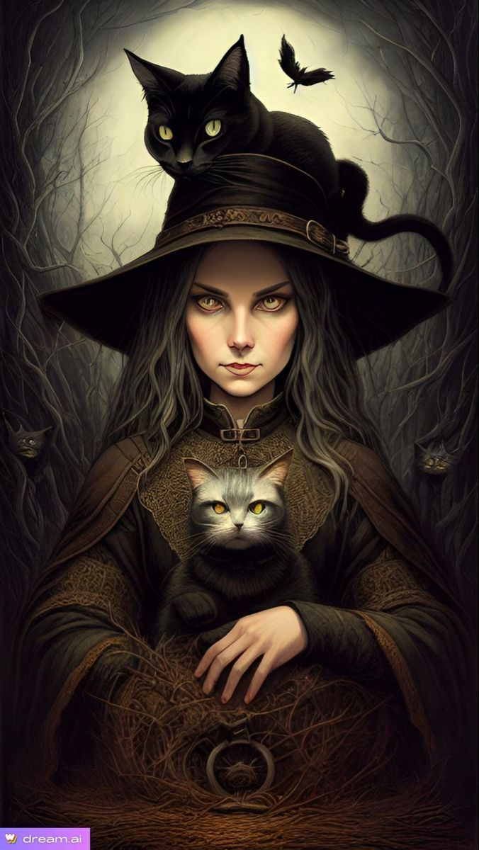  Phù thủy. Phù thủy được cho là những người có khả năng sử dụng phép thuật. Hình ảnh phù thủy cưỡi chổi, nấu thuốc trong nồi lớn và nuôi mèo đen luôn xuất hiện phổ biến trong mùa Halloween, gợi nhắc đến những câu chuyện cổ tích về phù thủy tà ác. Ảnh: Pinterest.