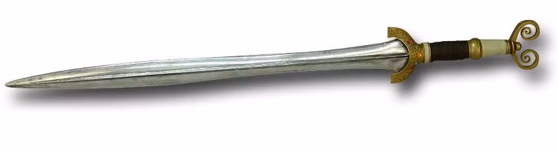  14. Hrunting. Chủ nhân: Beowulf (Thần thoại Anh). Đặc điểm: Hrunting là thanh gươm được Beowulf sử dụng trong cuộc chiến với quái vật Grendel. Tuy nhiên, nó không thành công trong cuộc chiến với mẹ của Grendel, nhưng vẫn là biểu tượng của lòng dũng cảm. Ảnh: Pinterest.