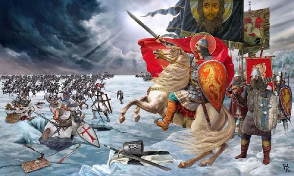 Lúc bấy giờ, quân du kích của Nevsky mới ào ra, tấn công dữ dội vào những hiệp sĩ đang vùng vẫy trong nước hồ giá lạnh và truy kích người chạy trốn trong rừng. Đội quân hùng mạnh của người Đức đã bị xóa sổ trong băng giá.