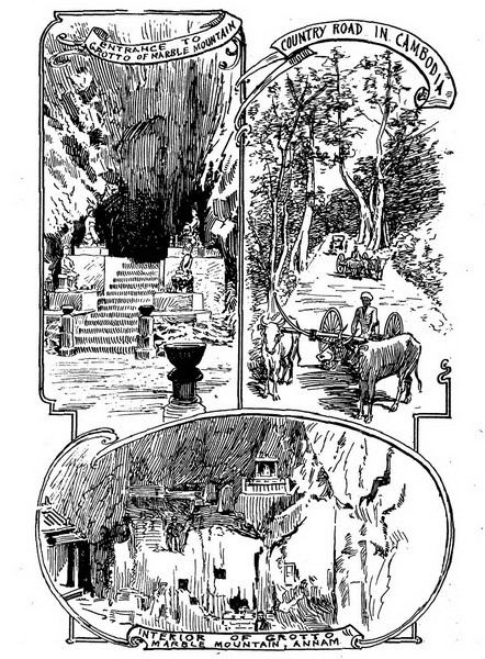 Từ trái qua phải, từ trên xuống dưới: Lối vào hang động ở Ngũ Hành Sơn (Đà Nẵng)/ Đường quê Campuchia/ Bên trong hang động Ngũ Hành Sơn.