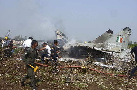 Xác chiếc MiG-29 của Không quân Ấn Độ.