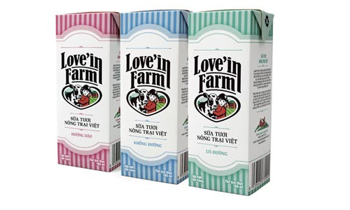 Sữa tươi tiệt trùng Love’in Farm được làm hoàn toàn từ sữa tươi của các Nông trại Việt
