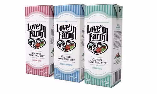 Sữa tươi tiệt trùng Love’in Farm được làm hoàn toàn từ sữa tươi của các Nông trại Việt