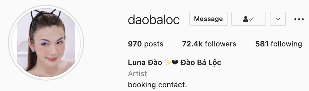 Cách đây một tháng, Đào Bá Lộc chỉ "thăm dò dư luận" bằng cách thêm nghệ danh Luna Đào bên cạnh tên thật.