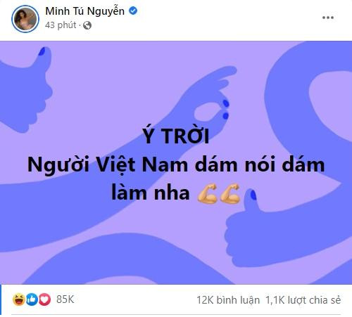 Thùy Tiên của Việt Nam xuất sắc giành ngôi vị cao nhất nên cộng đồng mạng tràn vào Facebook của nàng mẫu "hỏi chuyện". Thậm chí, tân Miss Grand cũng đã inbox trực tiếp cho Minh Tú hối thúc cô lấy chồng. Chẳng cần dân tình đợi lâu, huấn luyện viên The Face cũng lập tức lên tiếng: "Ý trời... người Việt Nam dám nói dám làm nha".